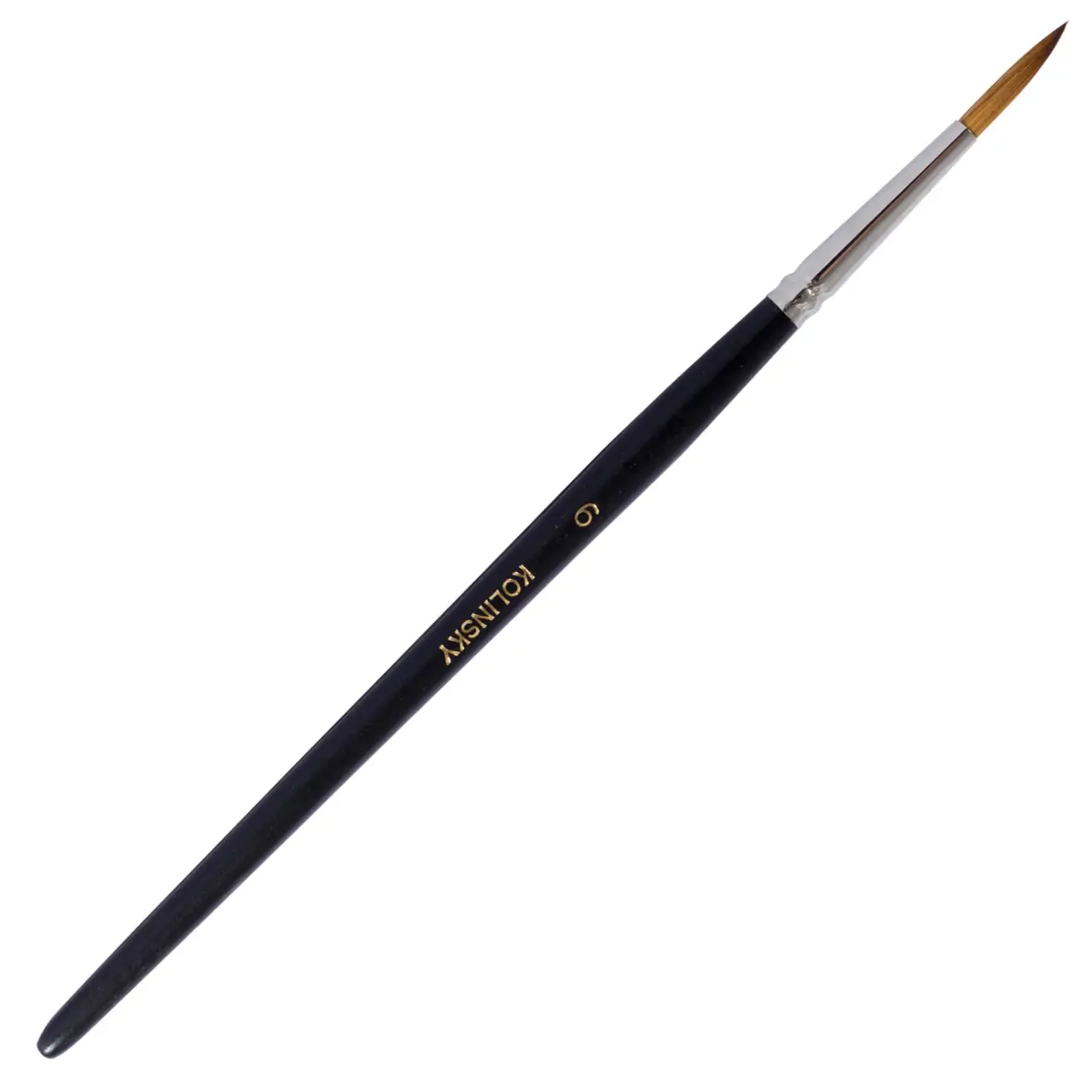 Pensula Kolinsky nr. 6 din par natural de samur - pensula rotunda pentru pictura, acuarela, ulei, guasa si acrilic