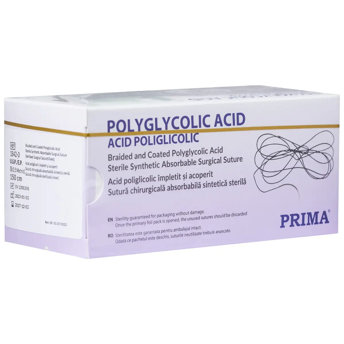 Sutura chirurgicala acid poliglicolic PRIMA 150cm fara ac USP 0