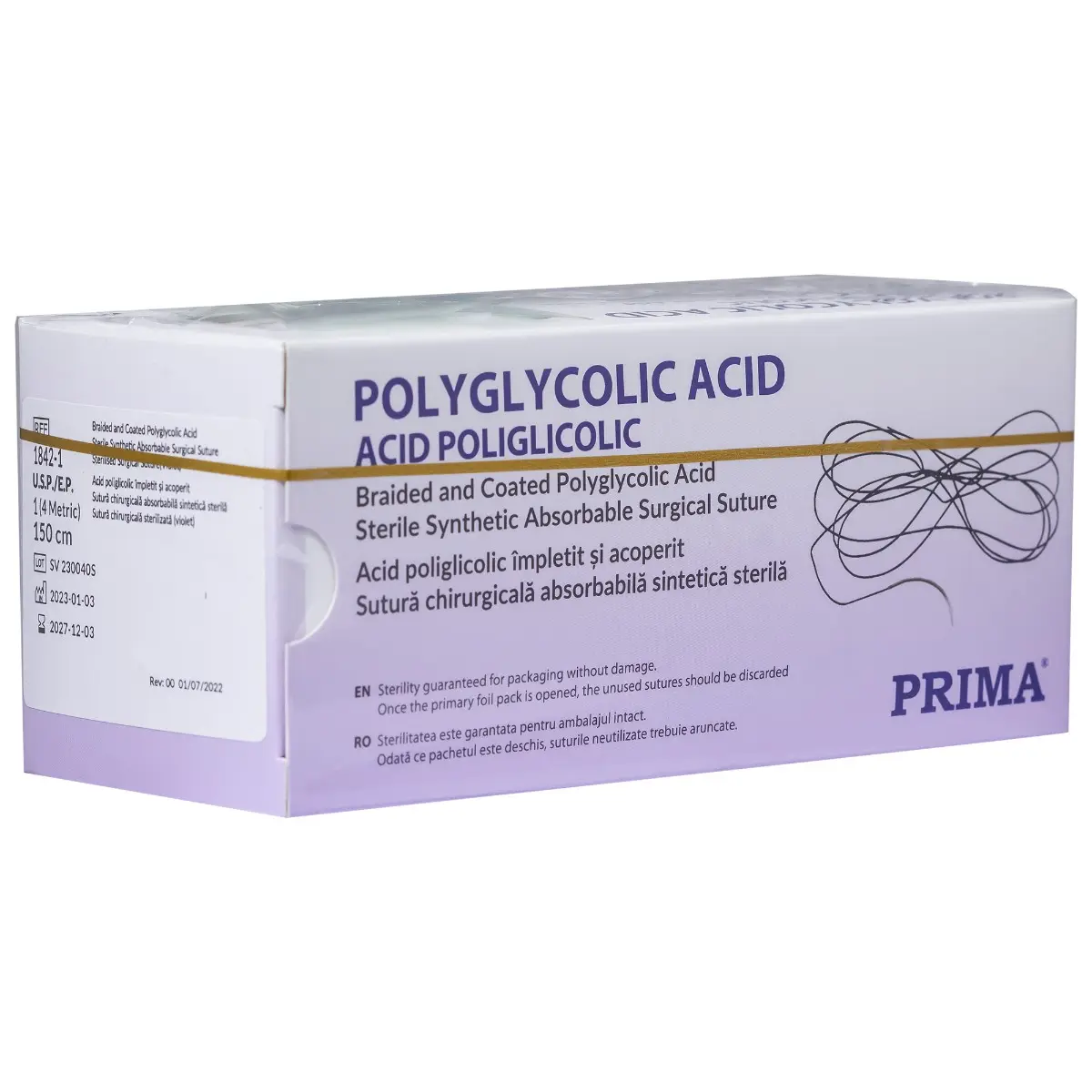 Sutura chirurgicala acid poliglicolic PRIMA 150cm fara ac USP 1