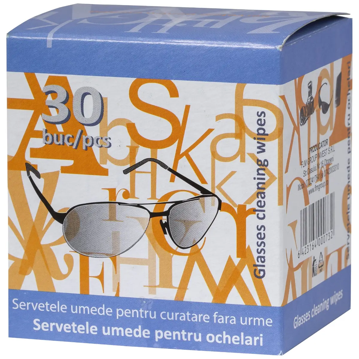 Servetele umede pentru ochelari, ambalate individual, 30 bucati