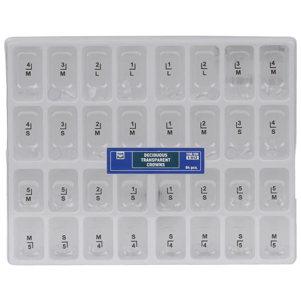 Cape celuloid transparente pentru dinti temporari copii, 64 buc/set