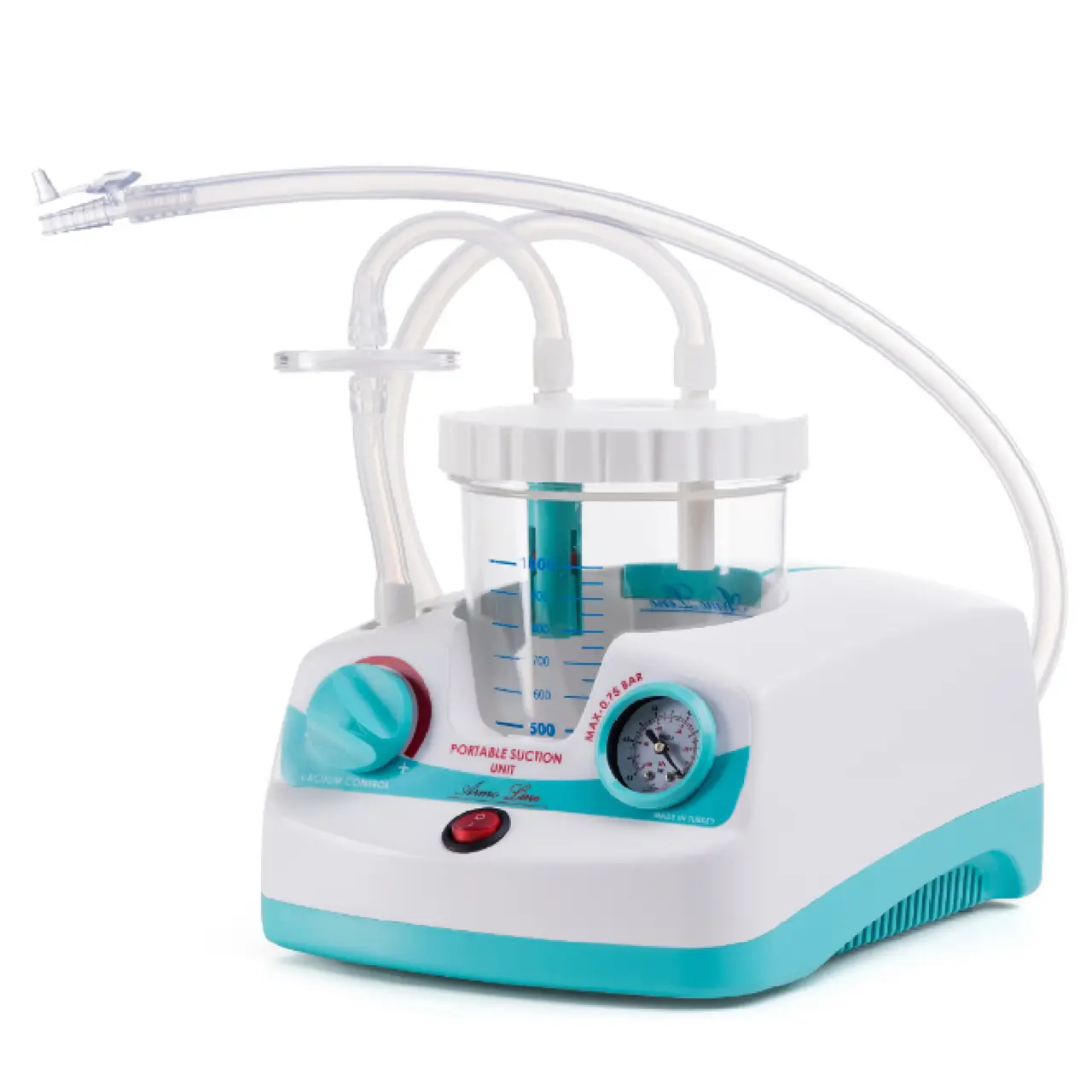 Aspirator chirurgical portabil 15 L/min, tub silicon autoclavabil, filtru antibacterian, vas colector 1 L, model AL-01