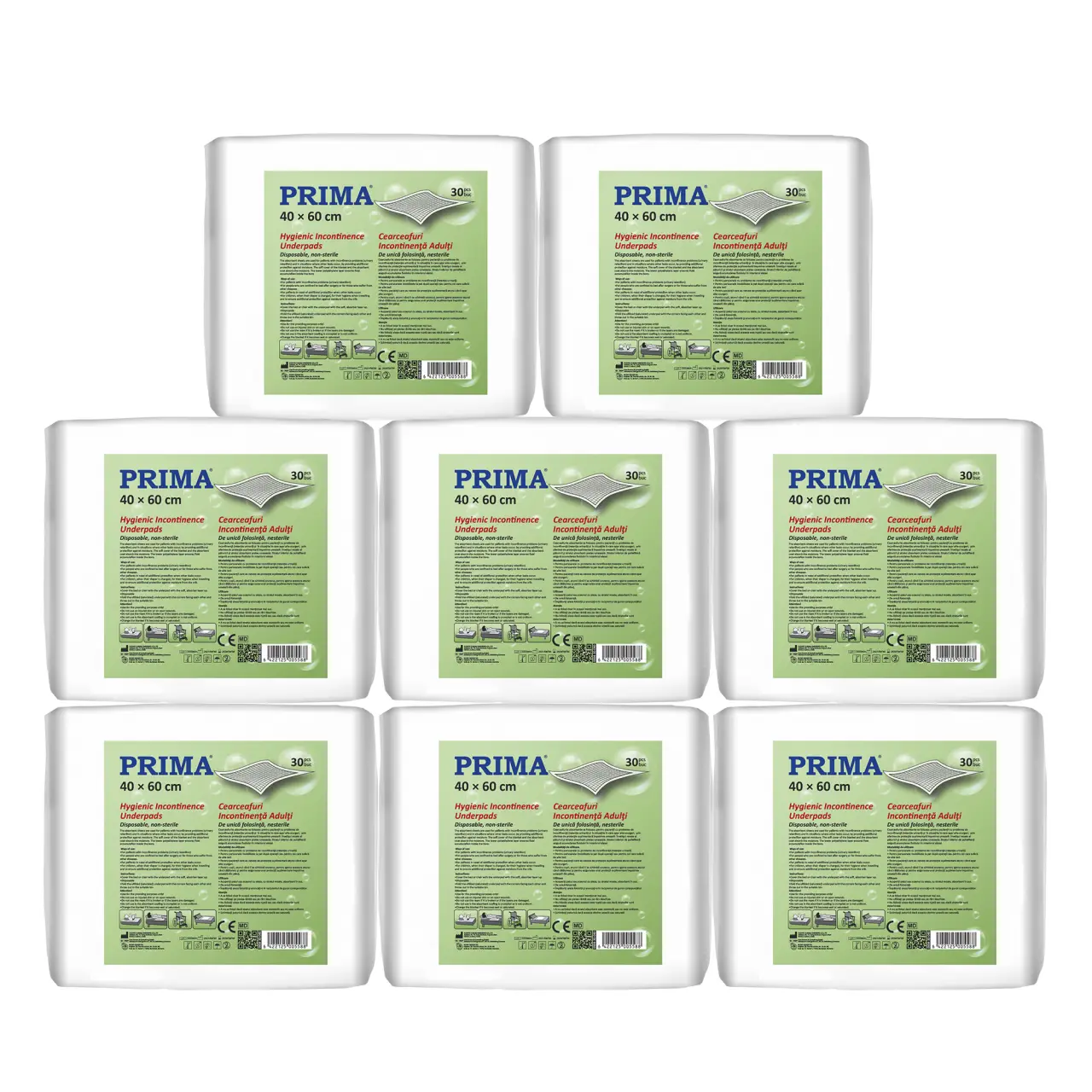 Pachet cearceafuri pentru incontinenta PRIMA, pentru adulti, 40x60cm, 30 bucati/set, 8 seturi