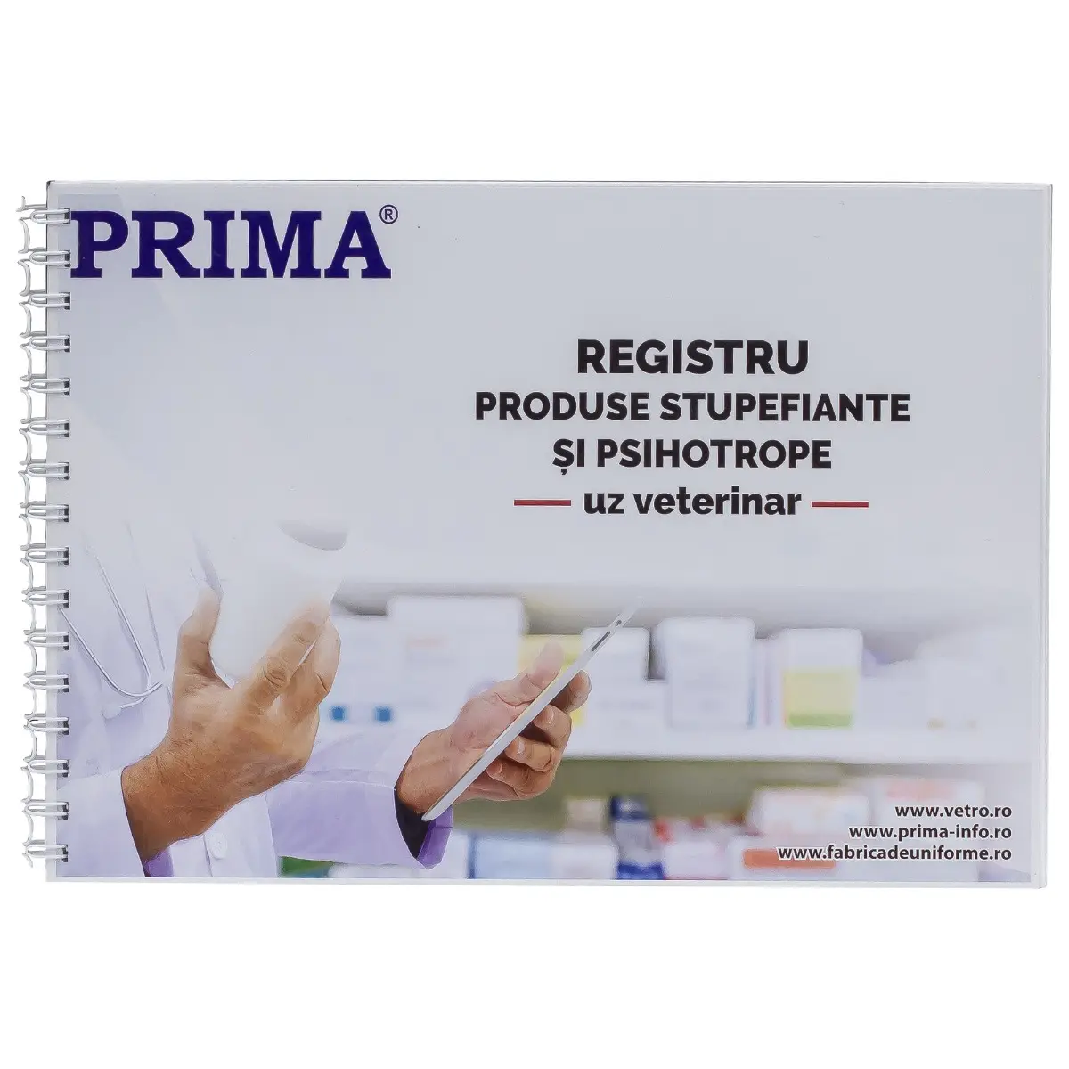 Registru produse stupefiante/psihotrope, PRIMA, pentru uz veterinar, A4, 100 file