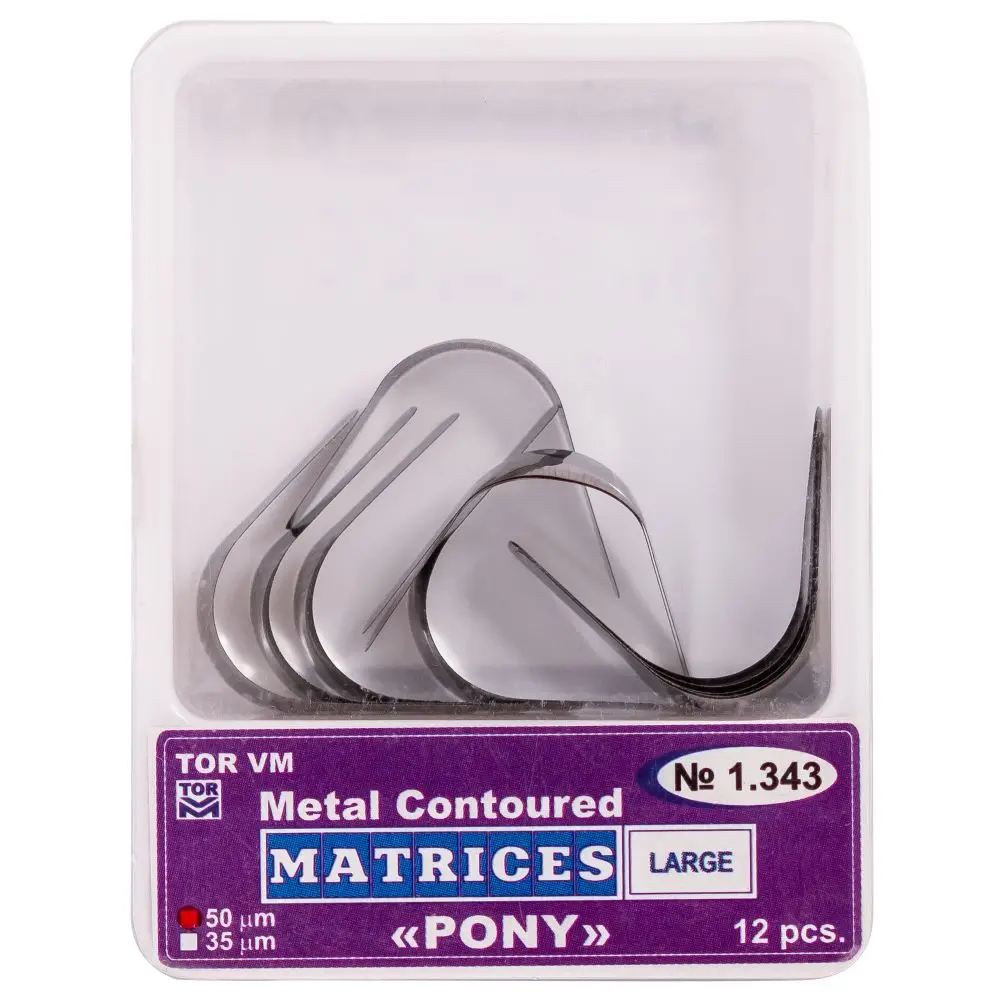 Matrici dentare metalice Pony din inox, marime L sau S, 12 bucati - matrici metalice pentru obturatii stomatologice