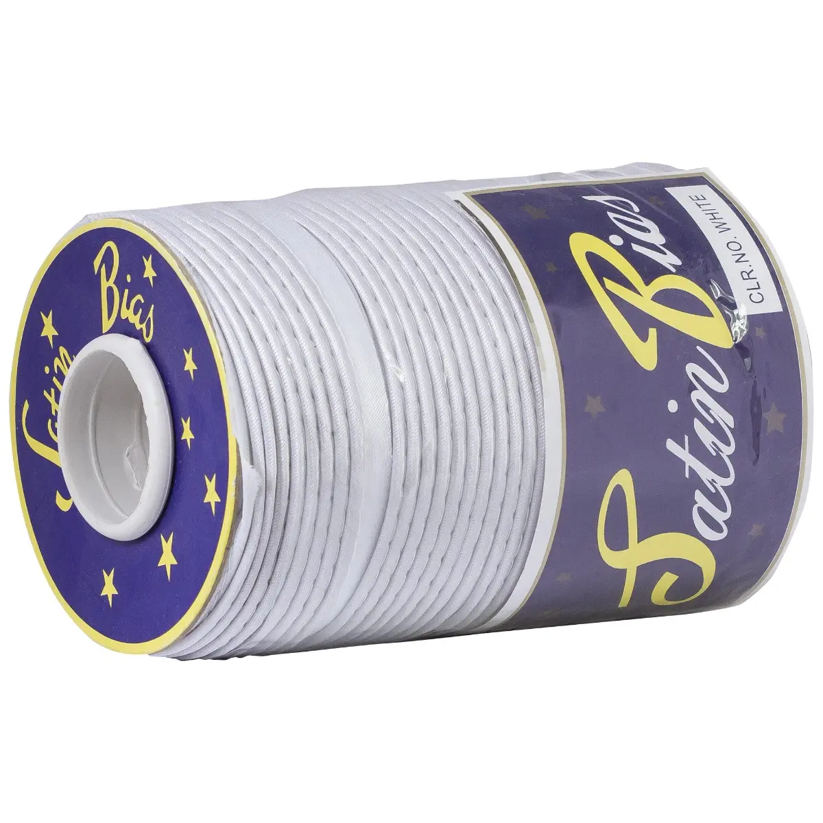 Banda bias, snur satin, alba, 1 metru