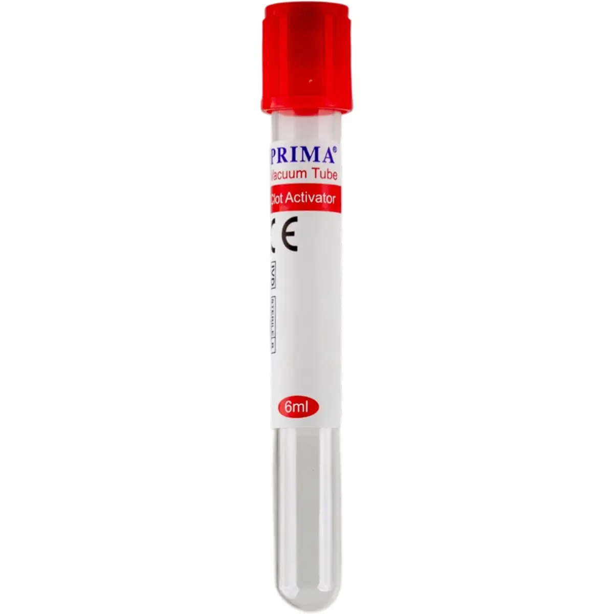 Vacutainer biochimie 6 ml, capac rosu, activator de coagulare, sticla, steril, PRIMA, 100 bucati