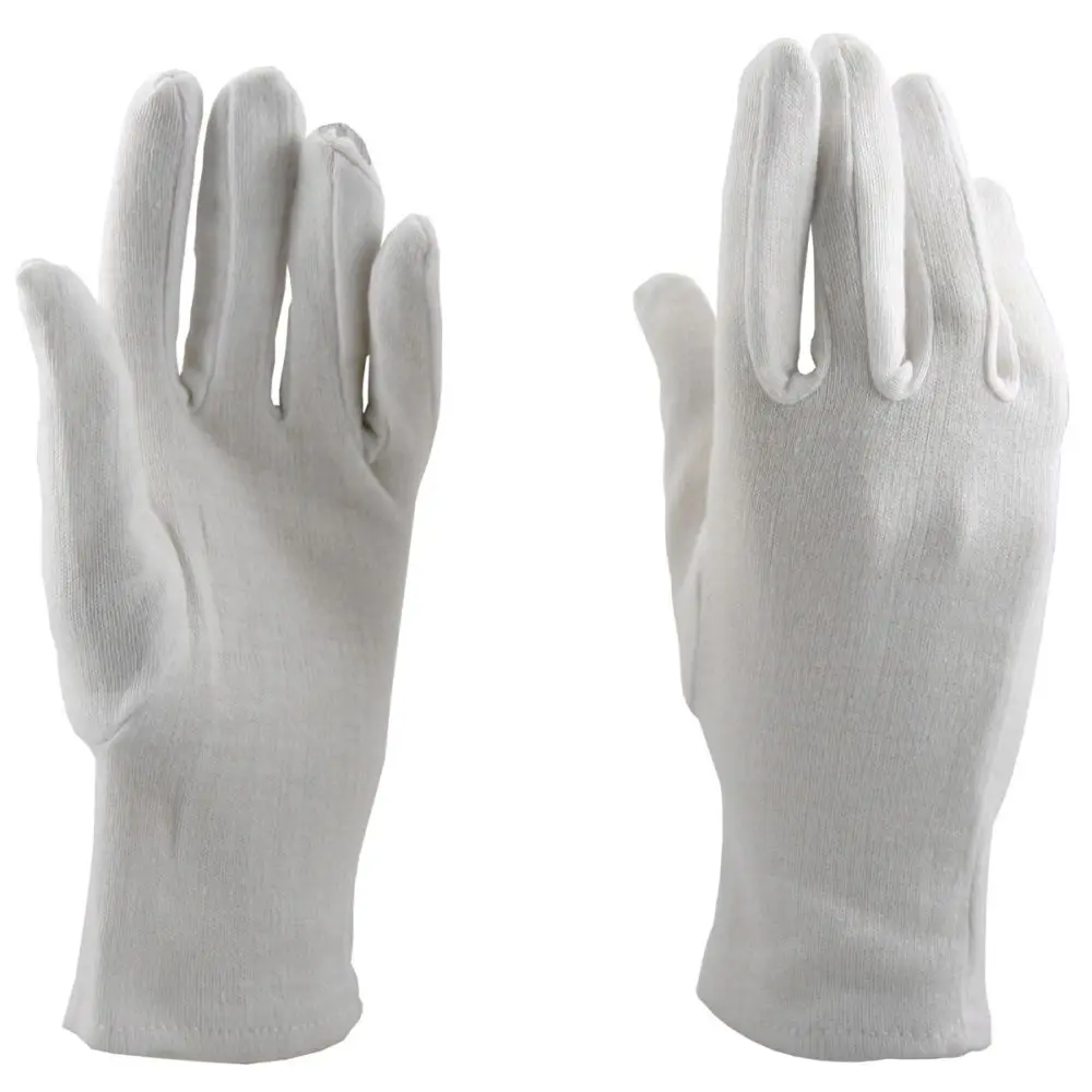 Manusi tricotate Interlock din bumbac, PRIMA. albe, marimi S/M/L