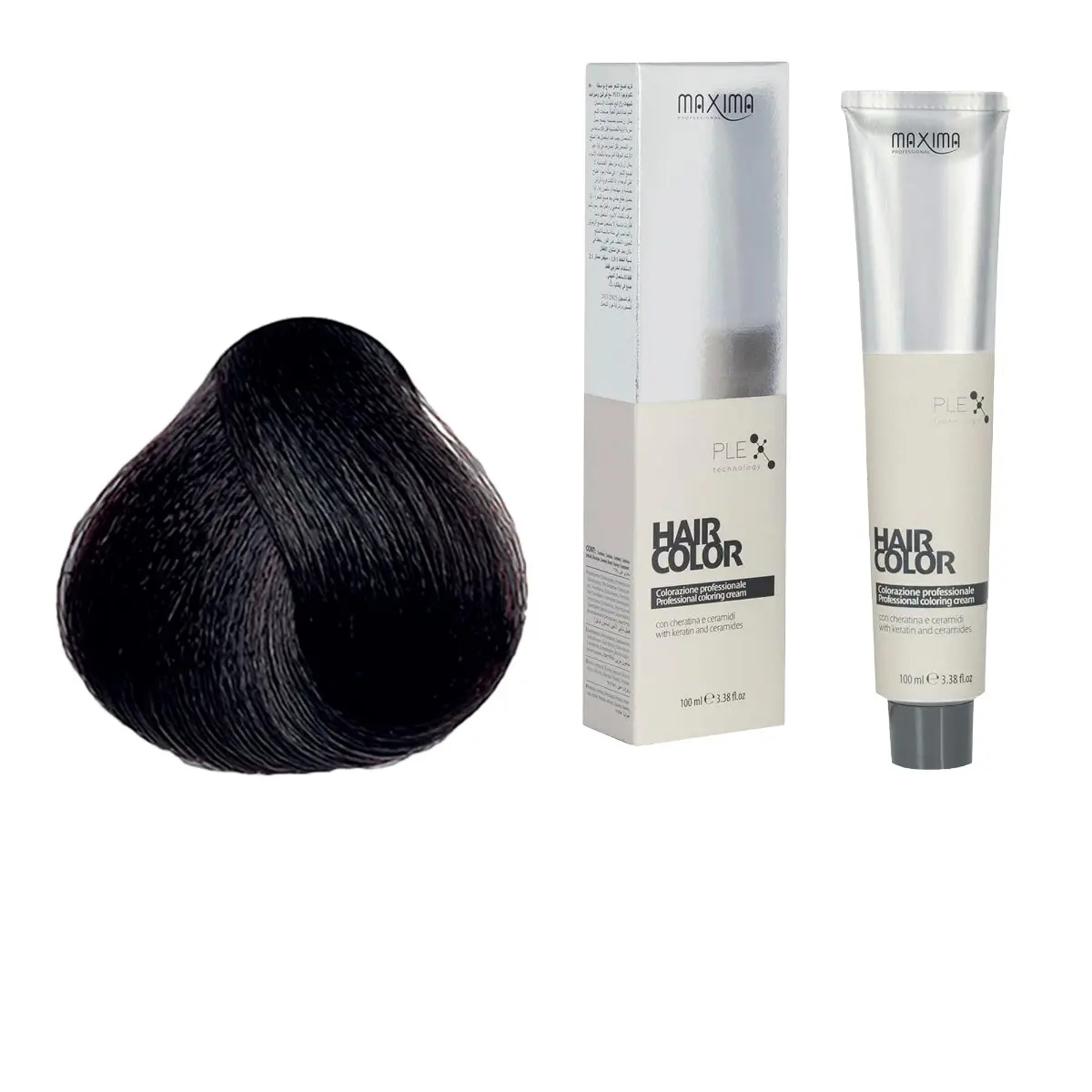 Vopsea profesionala de par, 3.99 Saten ciocolata neagra, MAXIMA, 100ml