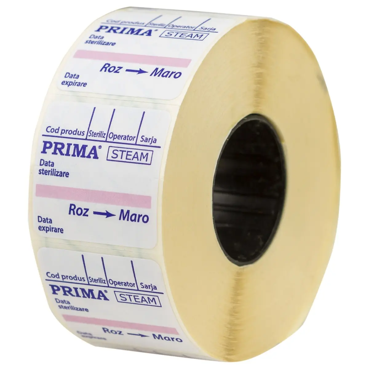 Etichete dublu adezive pentru sterilizarea cu abur, PRIMA, 29x28 mm, Indicator chimic tip 1, 500 bucati/rola