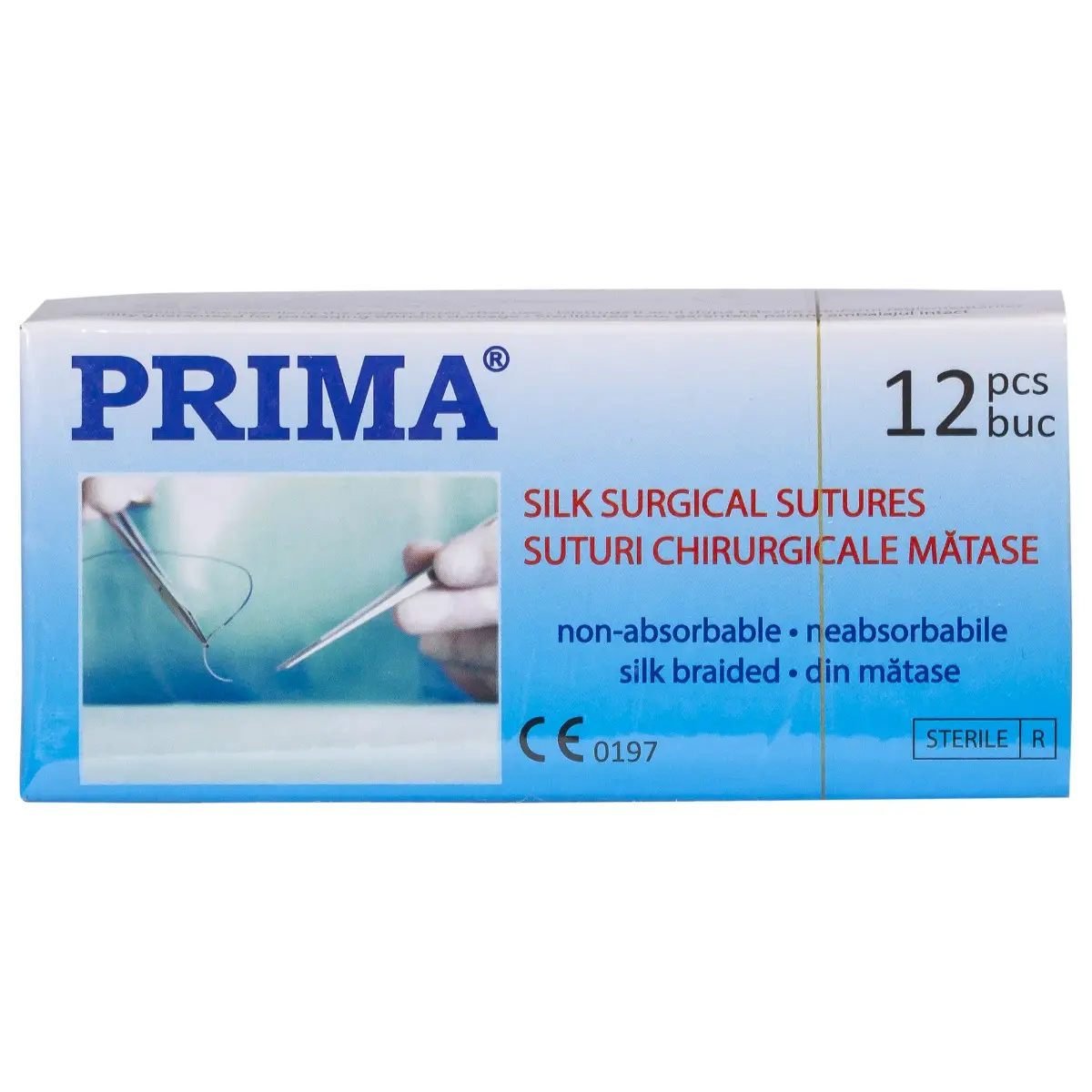 Sutura chirurgicala matase PRIMA 75cm ac varf triunghiular 3/8 19mm USP 3/0