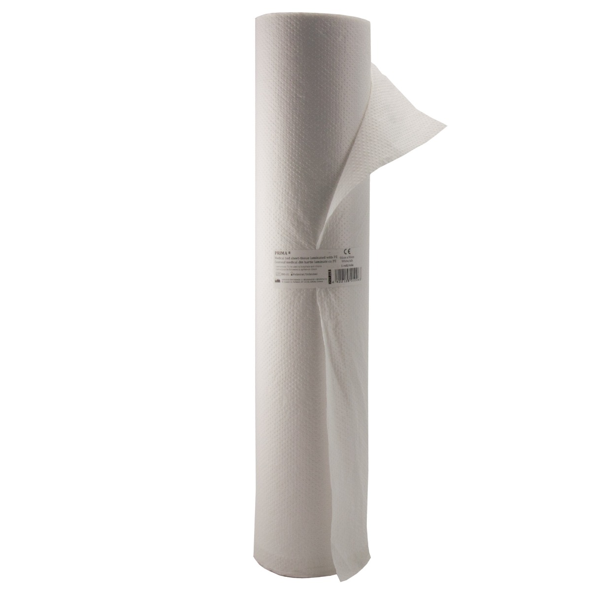 Cearceaf unica folosinta laminat din hartie si polietilena, 50cm x 50m, alb, 2 straturi laminate, perforat, pentru saloane masaj, clinici