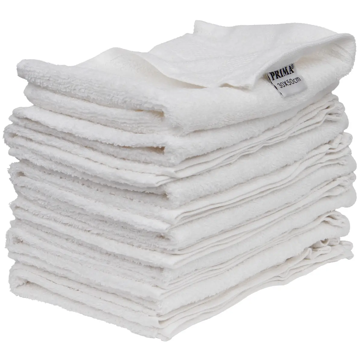 Set 12 prosoape baie, PRIMA, bumbac 100%, 30x50cm, 450g/m2, albe
