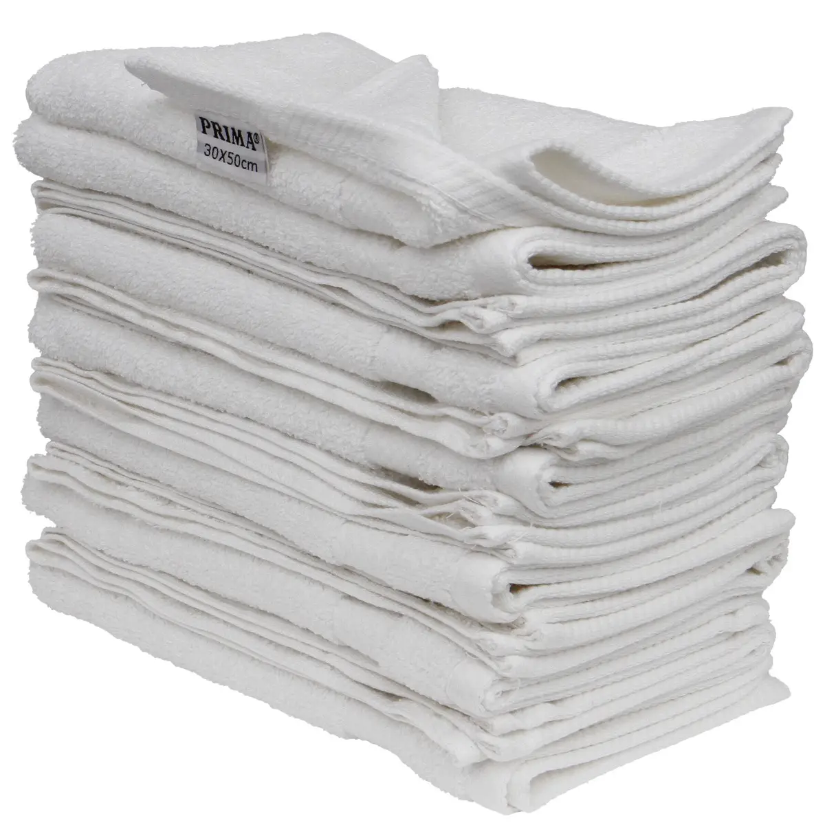 Set 12 prosoape baie, PRIMA, bumbac 100%, 30x50cm, 600g/m2, albe
