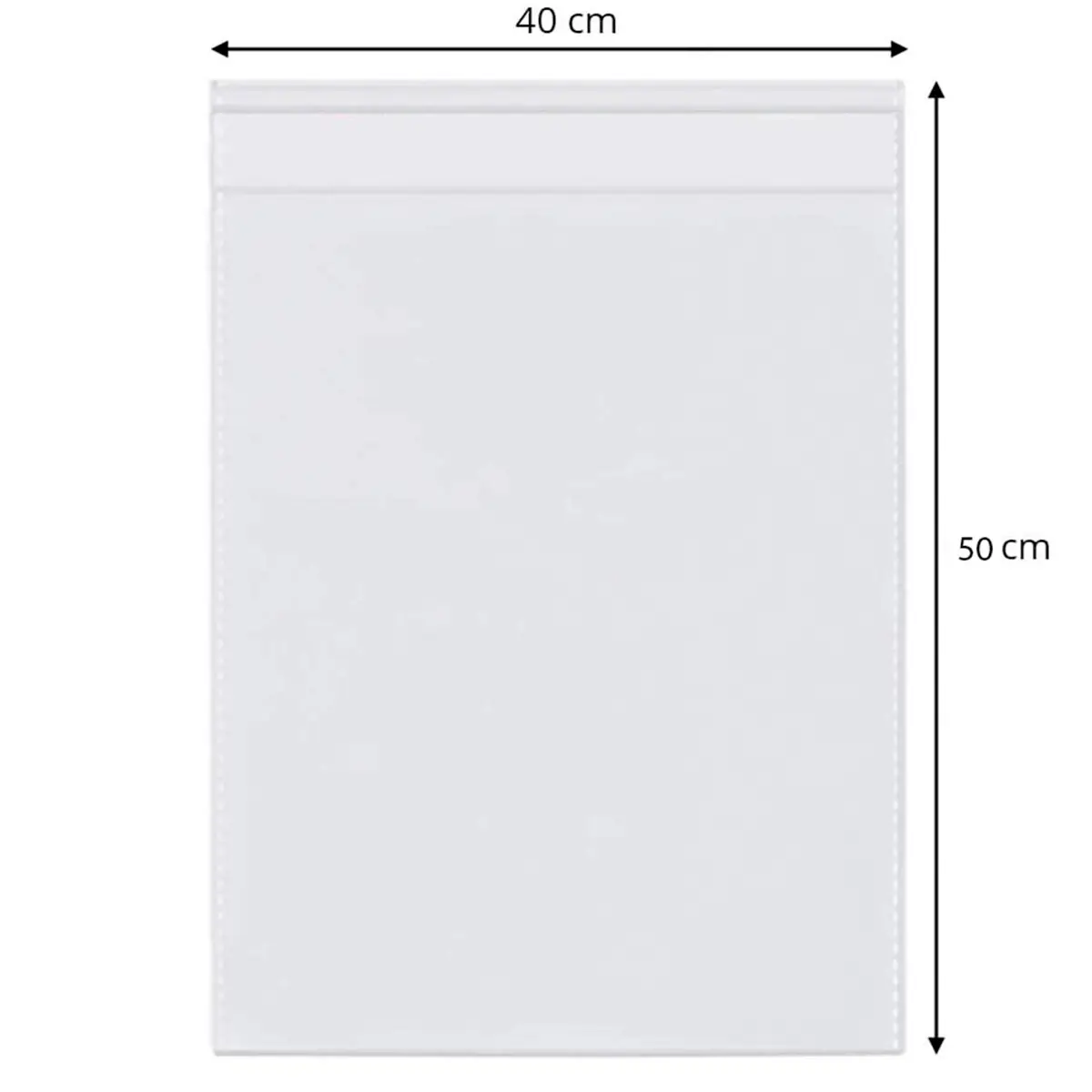 Punga BOPP transparenta cu clapeta adeziva 40x50+6 cm, cu perforatii, pentru ambalare
