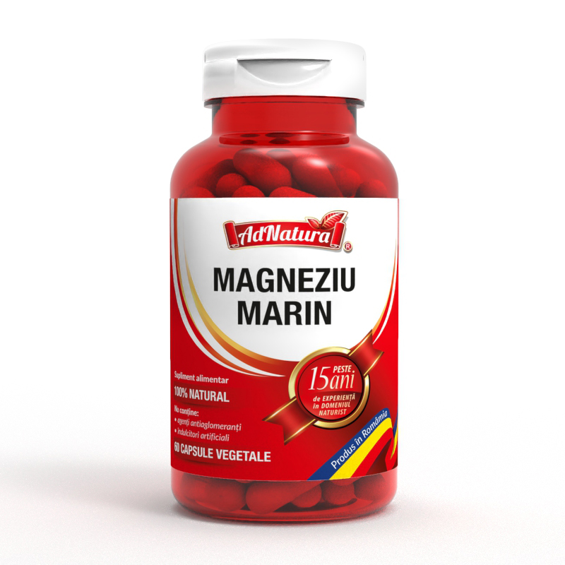 Magneziu marin, pentru functionarea normala a sistemului nervos, Ad Natura, 60 capsule