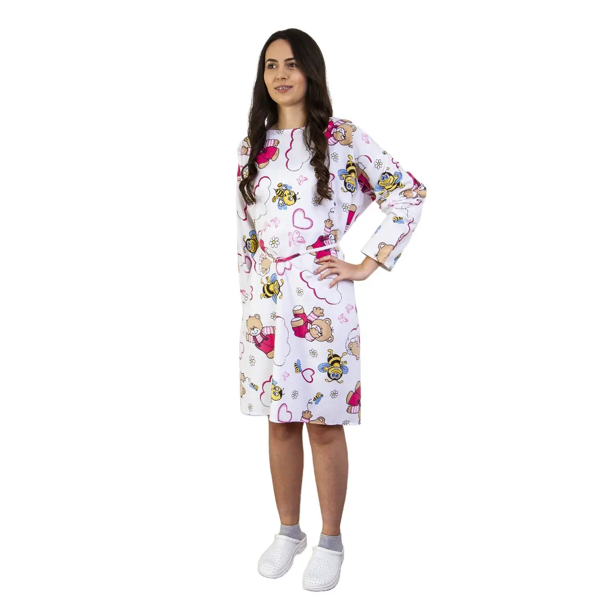 Halat pacienti spital, PRIMA, design cu ursuleti si inimioare, cu snur, XXL