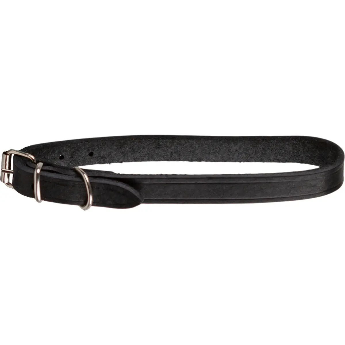 Zgarda din piele naturala pentru caini medii 29-35 cm, neagra, reglabila, 15 mm latime, Tuscany
