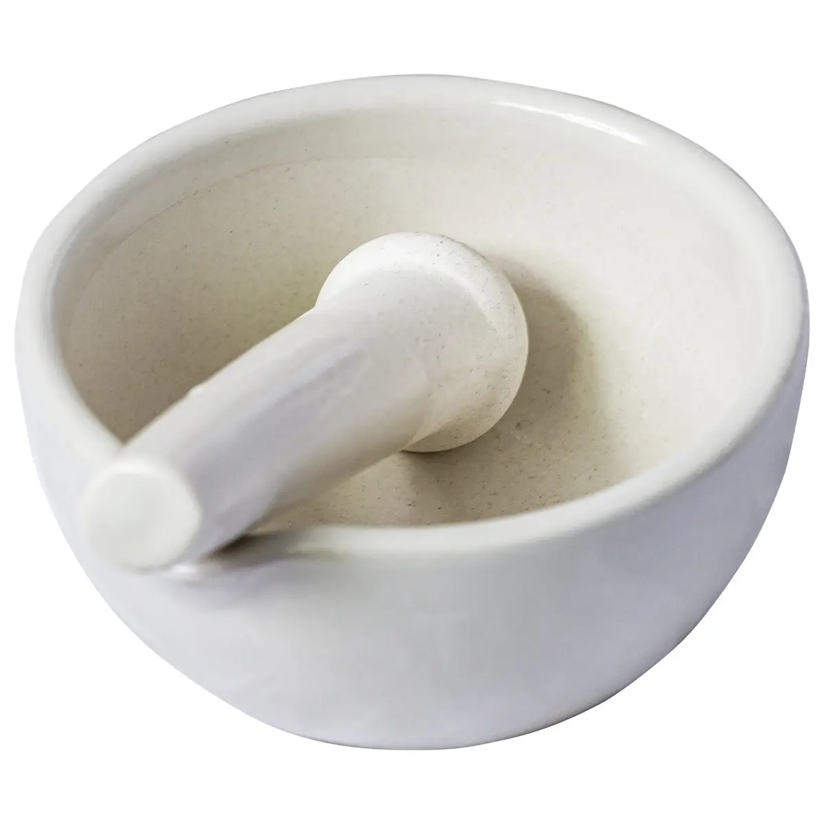 Mojar cu pistil din portelan neted, cu cioc, diametru exterior 130 mm