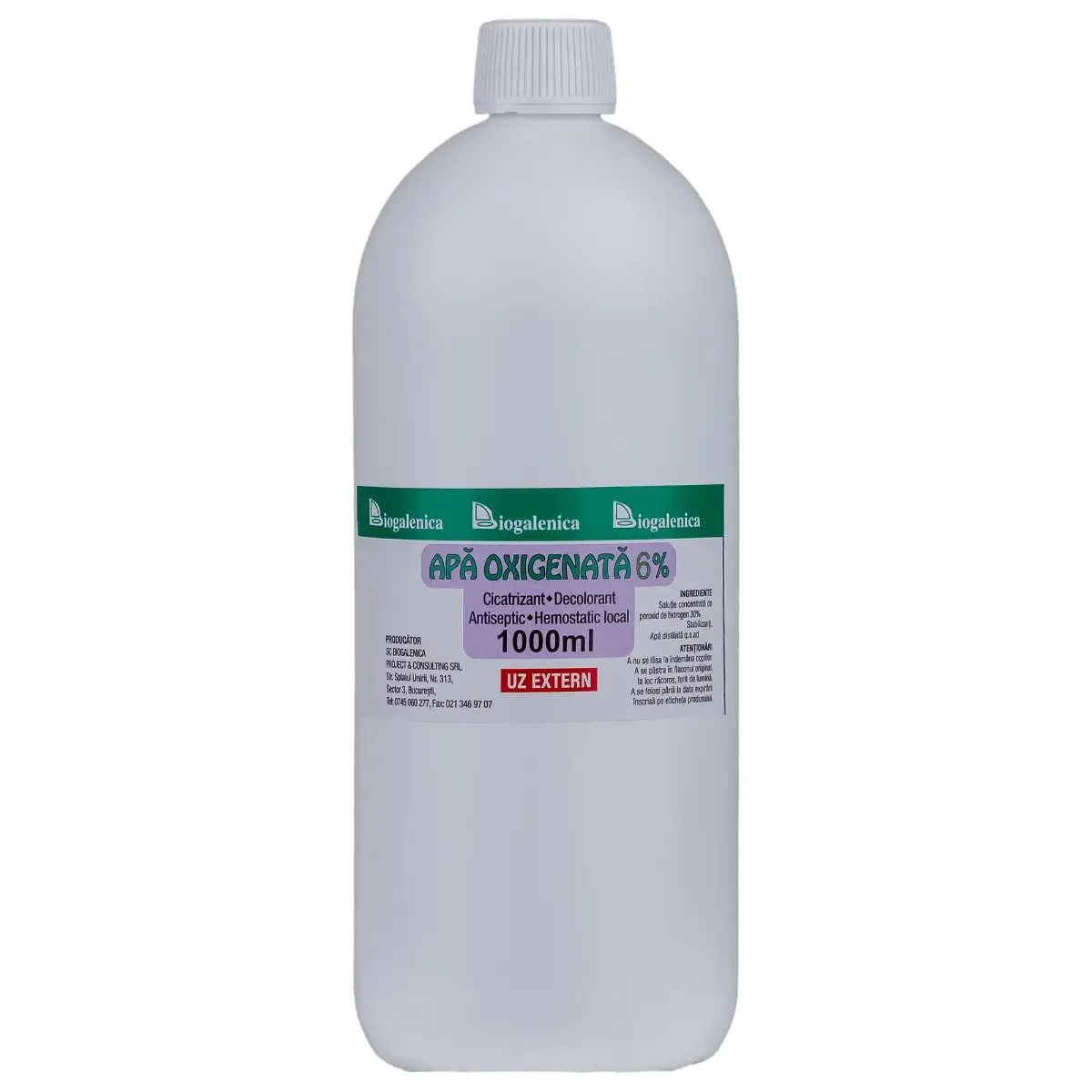 Apa oxigenata (peroxid de hidrogen) 6% 1000 ml, antiseptic, cicatrizant, hemostatic, decolorant