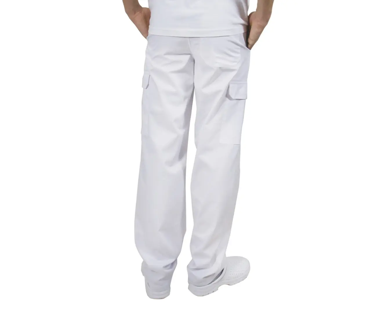 Pantaloni bucatar barbati MARK Premium, elastic in talie, 5 buzunare, albi, XS
