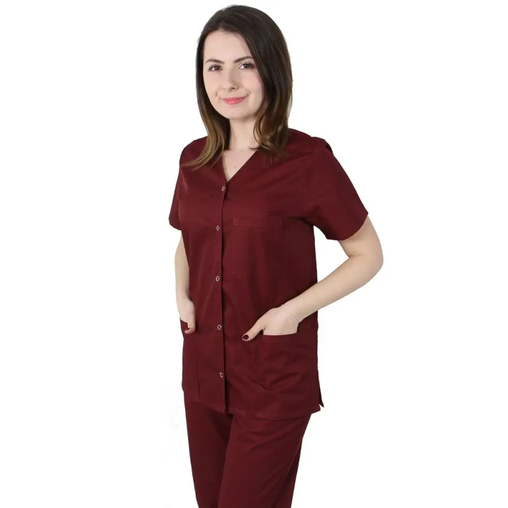 Halat dama VERA Premium, Grena - Uniforma Medicala