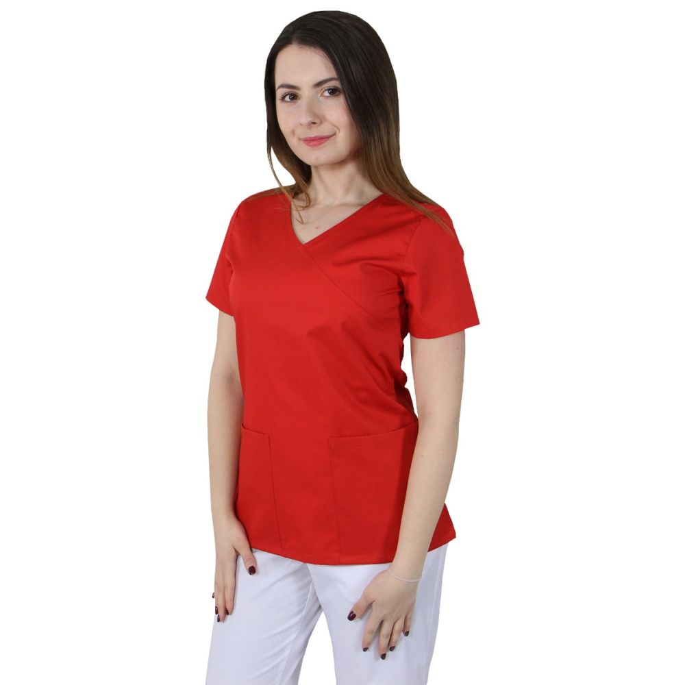 Bluza dama MIRA Premium rosie - Uniforma Medicala