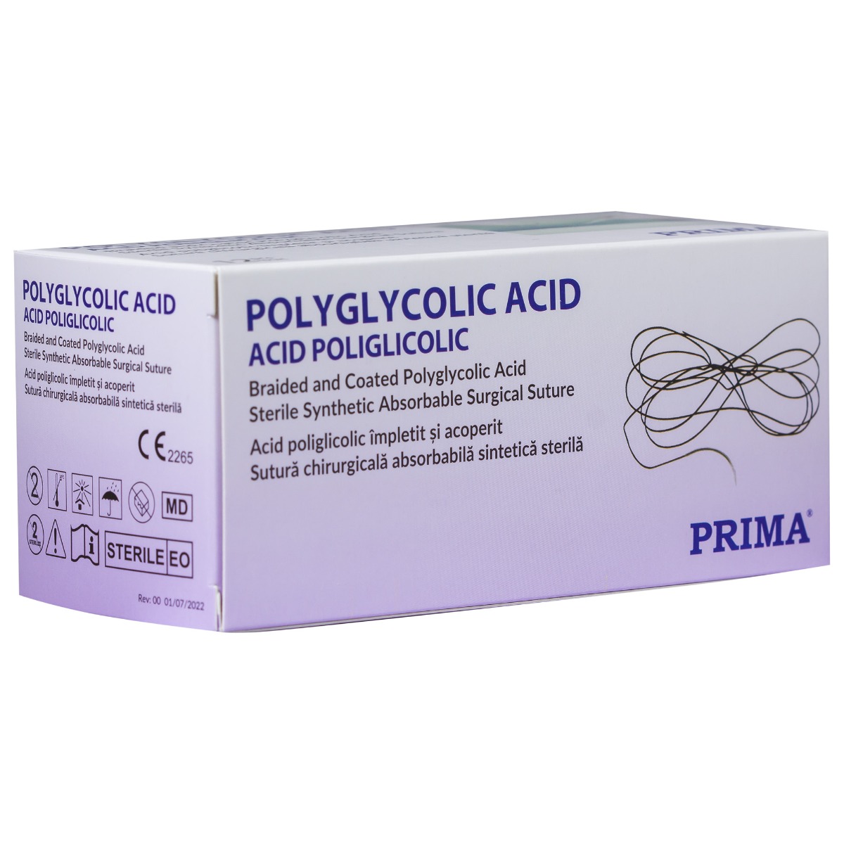 Sutura chirurgicala acid poliglicolic PRIMA 75cm ac rotund 1/2 20mm USP 2/0