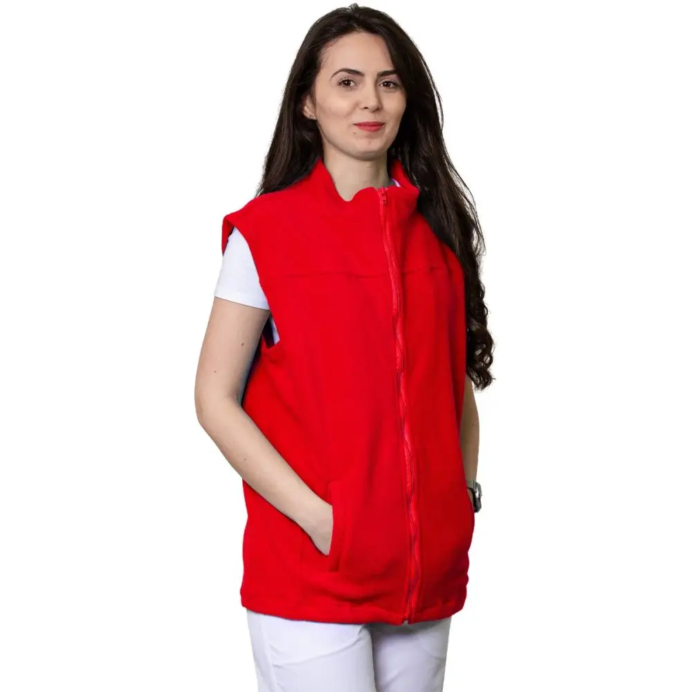 Vesta polar medicala VIO, unisex, rosu-corai