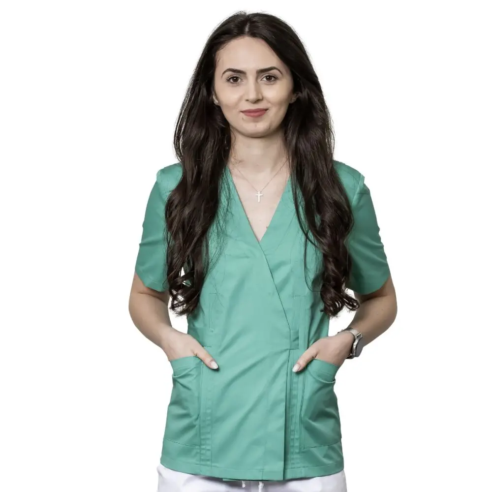 Bluza dama KIRA Premium tip kimono verde deschis - Uniforma Medicala