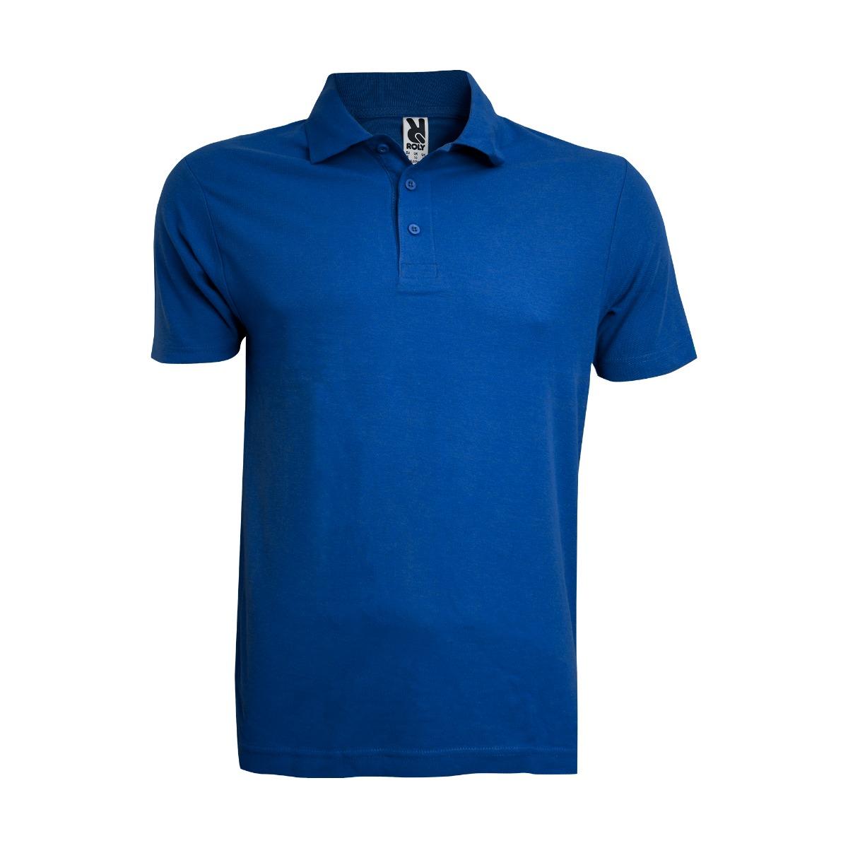 Tricou cu guler si nasturi, bumbac, albastru, 2XL