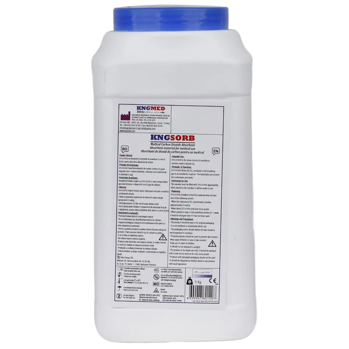 Calce Sodata Medicala Alba pentru Aparate de Anestezie, Absorbant CO2, Granule 3 mm, 5 litri