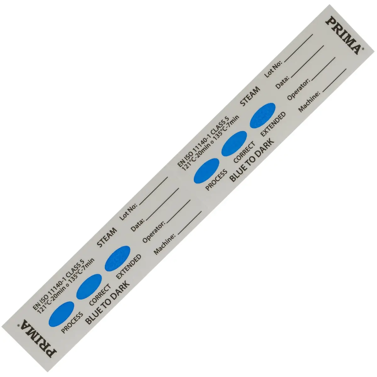 Indicator chimic strip dublu Clasa 5 pentru sterilizare cu abur, PRIMA, 140×20 mm, 250 bucati