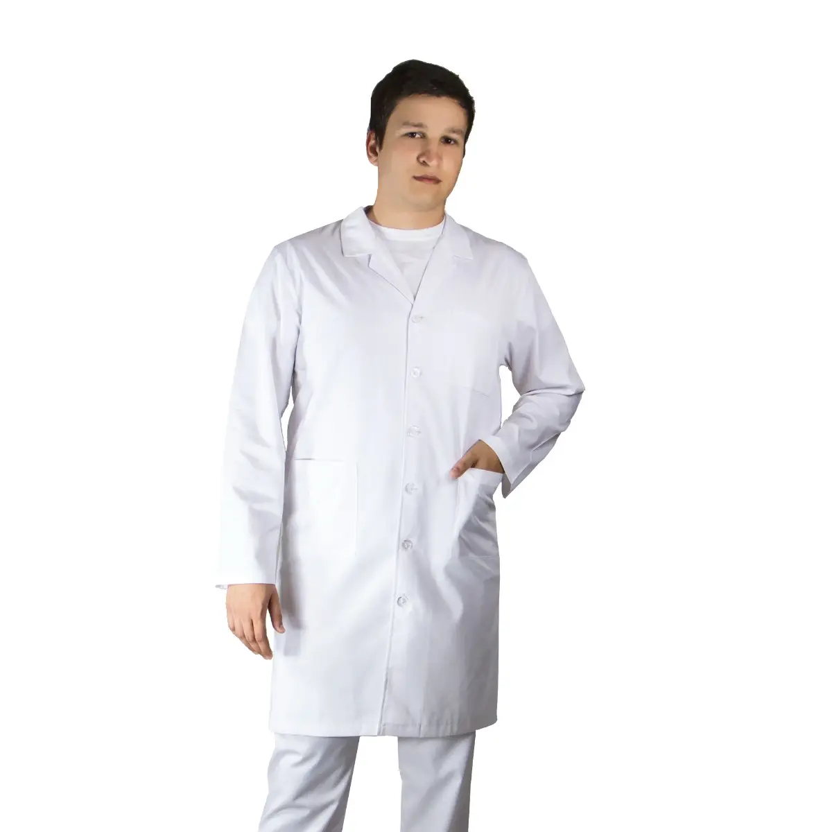 Halat lung barbati LUCA Premium alb, XS - Uniforma Medicala