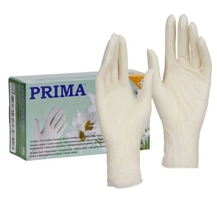 PMV Manusi examinare albe, marimea XL, nesterile, nepudrate, din latex, PRIMA, 100 bucati