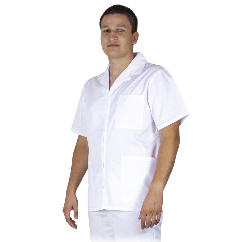 Halat barbati TOM Premium alb - Uniforma Medicala