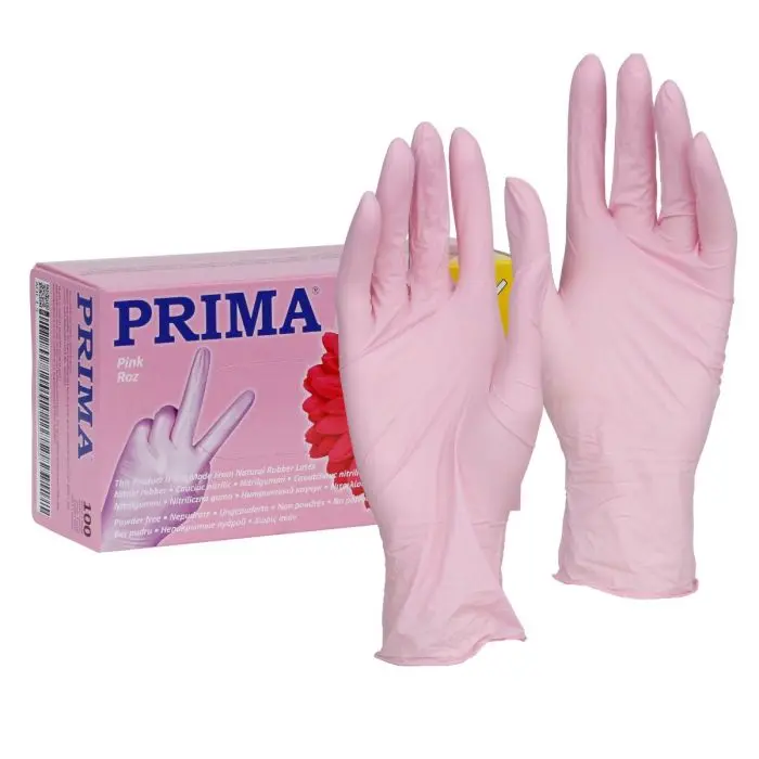 PMV Manusi examinare roz, marimea M nesterile, nepudrate, din nitril, PRIMA, 100 bucati