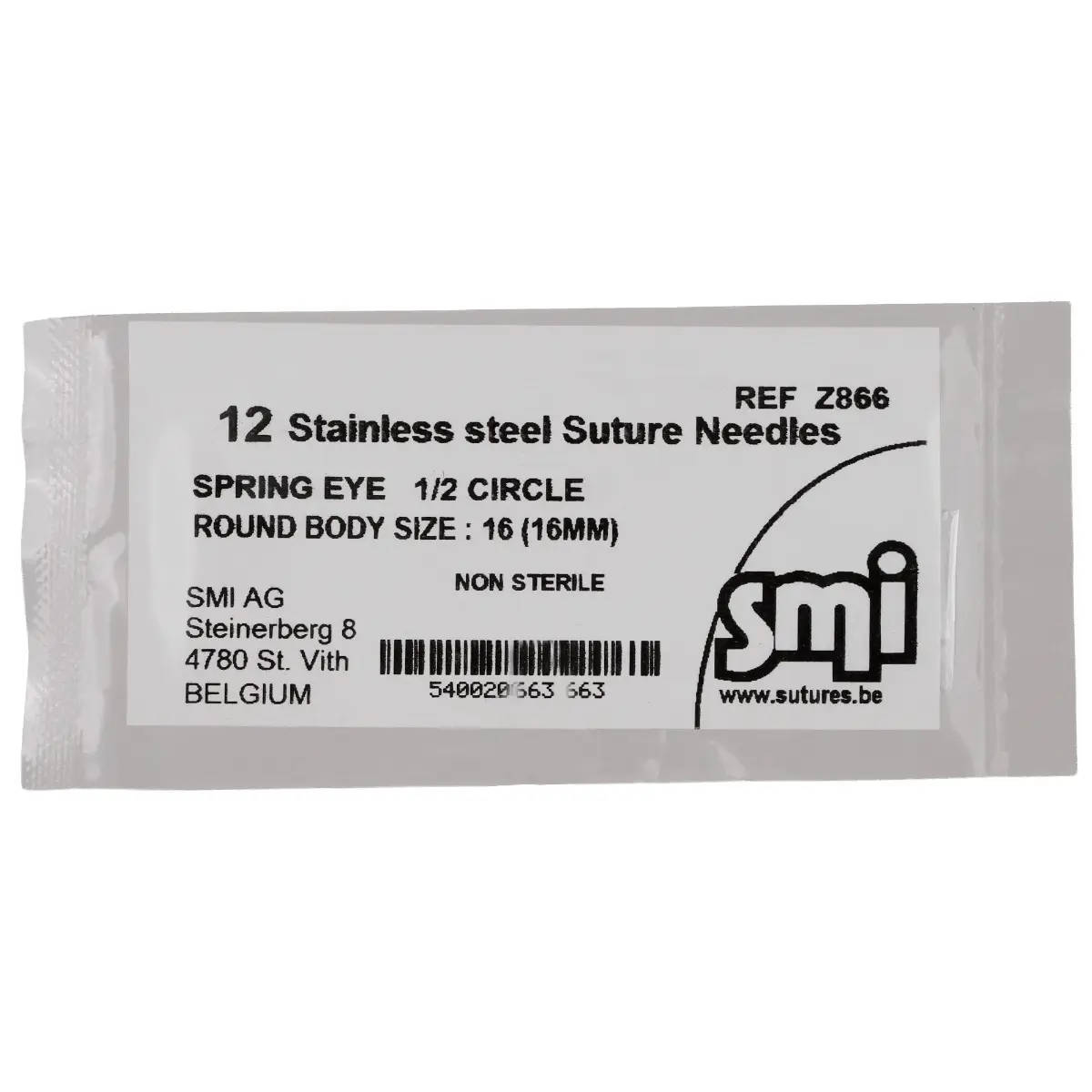 Ace chirurgicale veterinare tip GRF, cu varf rotund (taper point), 1/2 Cerc, 2 ochiuri, lungimi 16mm, nesterile, din inox, 12 bucati