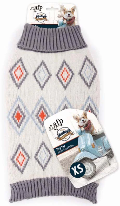 ALL FOR PAWS VINTAGE Pulover pentru câini, model romburi, Gri