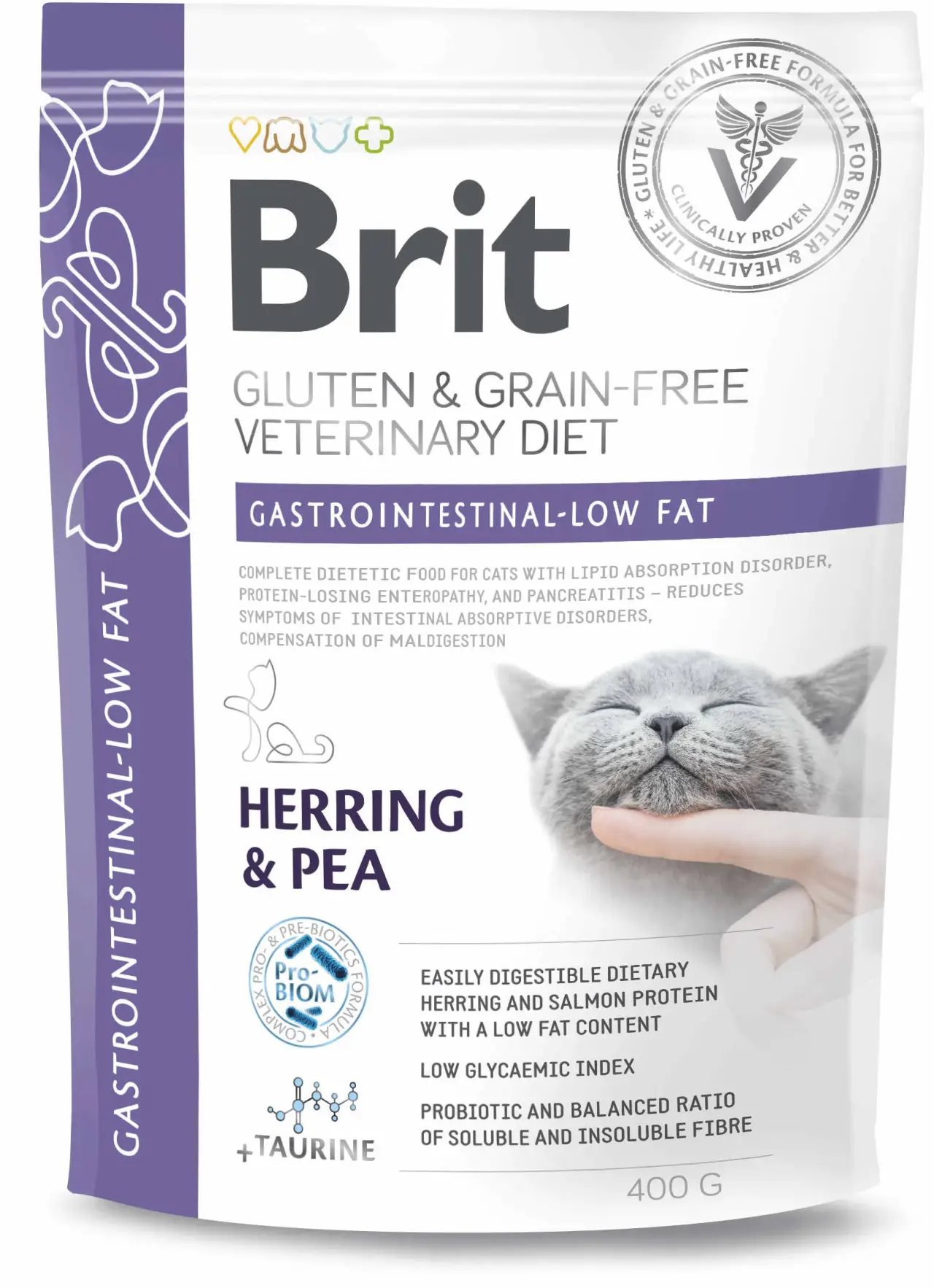 BRIT VD Gastrointestinal Low fat pisici, reducerea tulburărilor intestinale