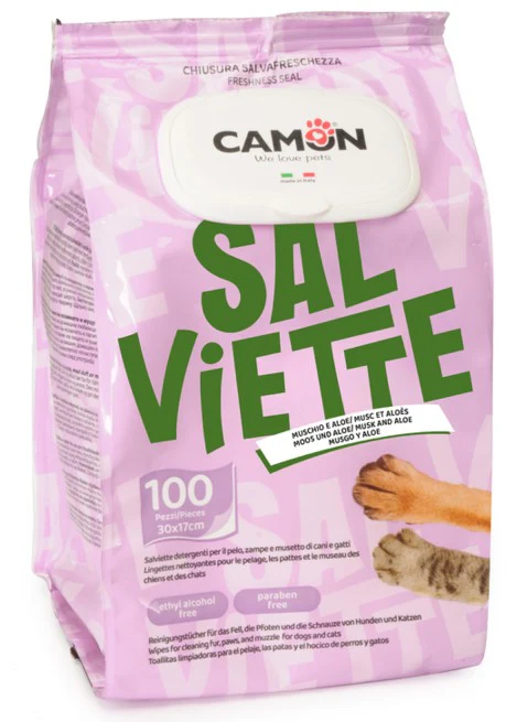 CAMON Şerveţele umede cu Aloe Vera pt curăţarea rapidă a animalelor 100bucăţi