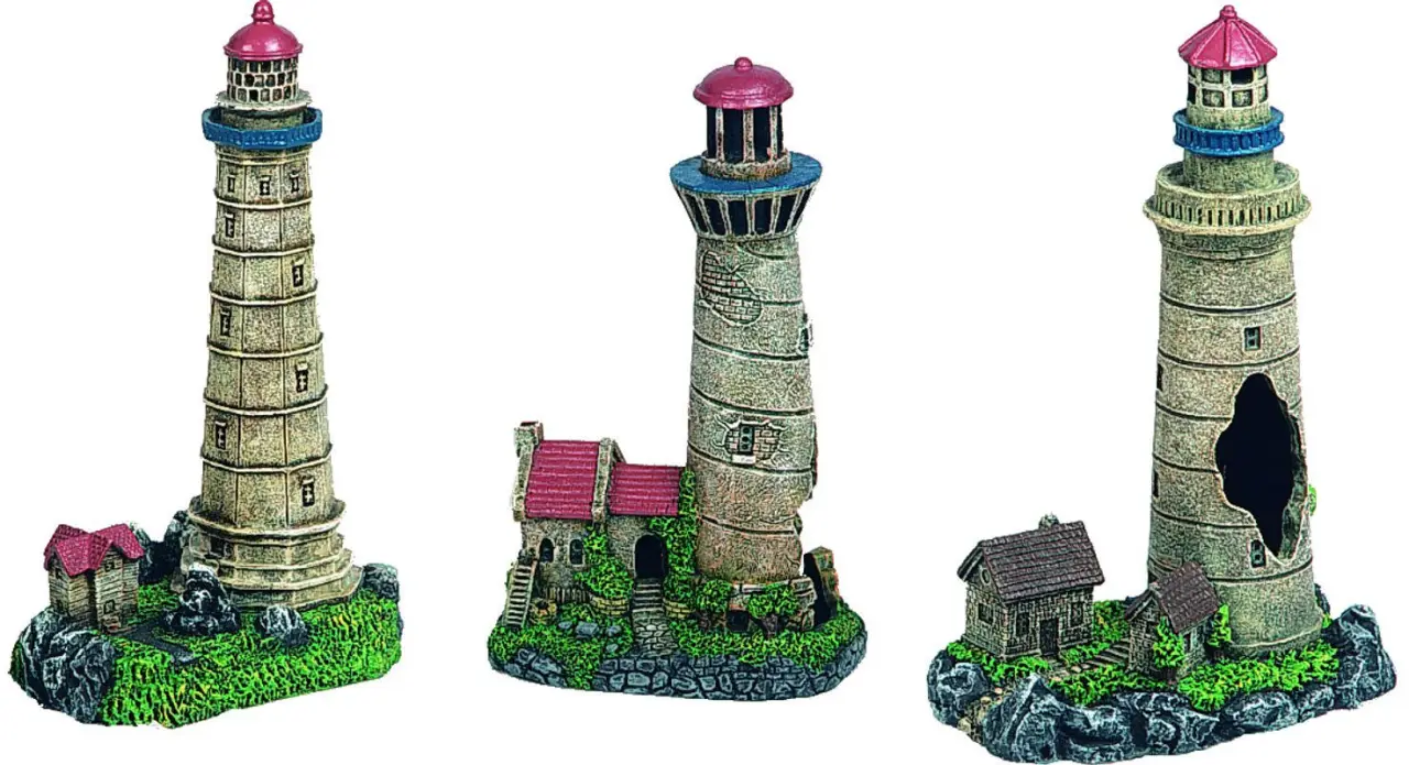 FLAMINGO Decor pentru acvariu Far cu casă 10x6,5x16cm, diverse modele