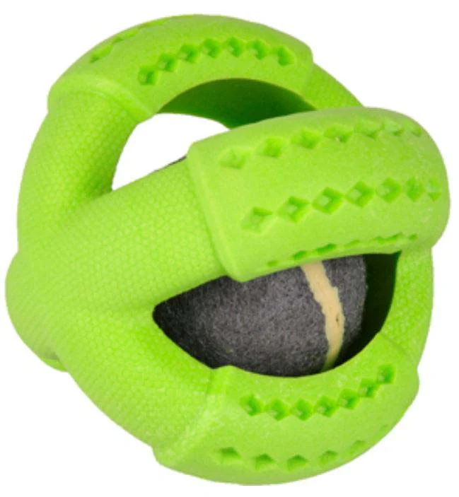 FLAMINGO Jucărie pentru câini Minge Tenis Dina cu aromă de mentă 11cm