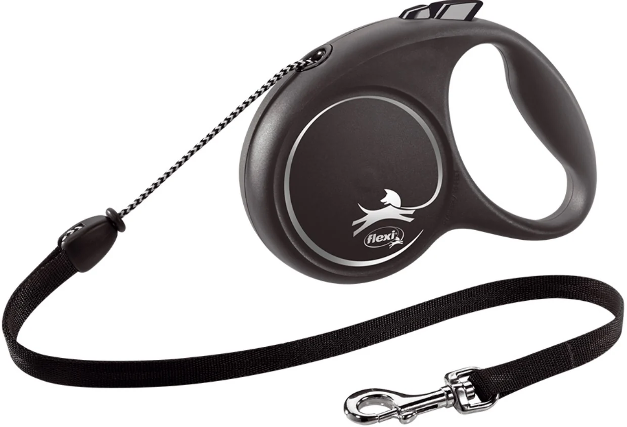 FLEXI Lesă retractabilă BLACK DESIGN cu fir rotund