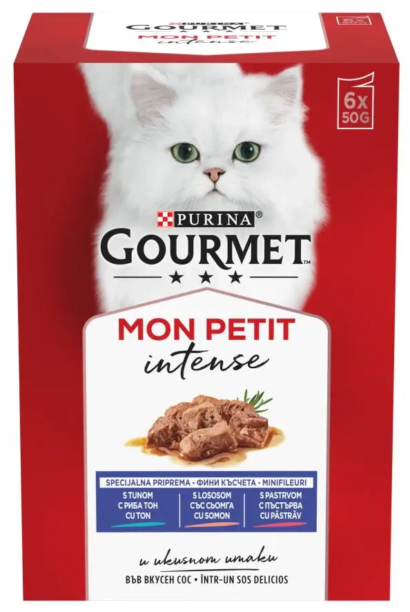 GOURMET Mon Petit Pachet plicuri pentru pisici Păstrăv, Somon şi Ton 6x50g