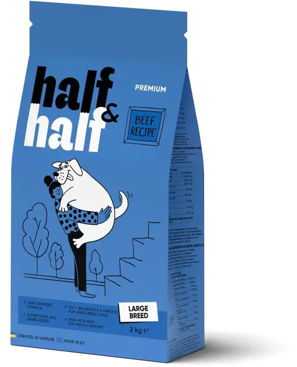HALF&HALF Hrană uscată pt câini de talie mare, cu Vită