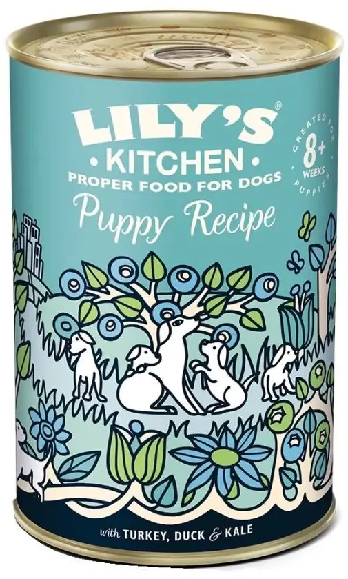 LILY'S KITCHEN Conservă pentru PUPPY, curcan, raţă şi kale 400g