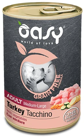 OASY Conservă pentru câini, Medium/Large, Curcan, fără cereale 400g