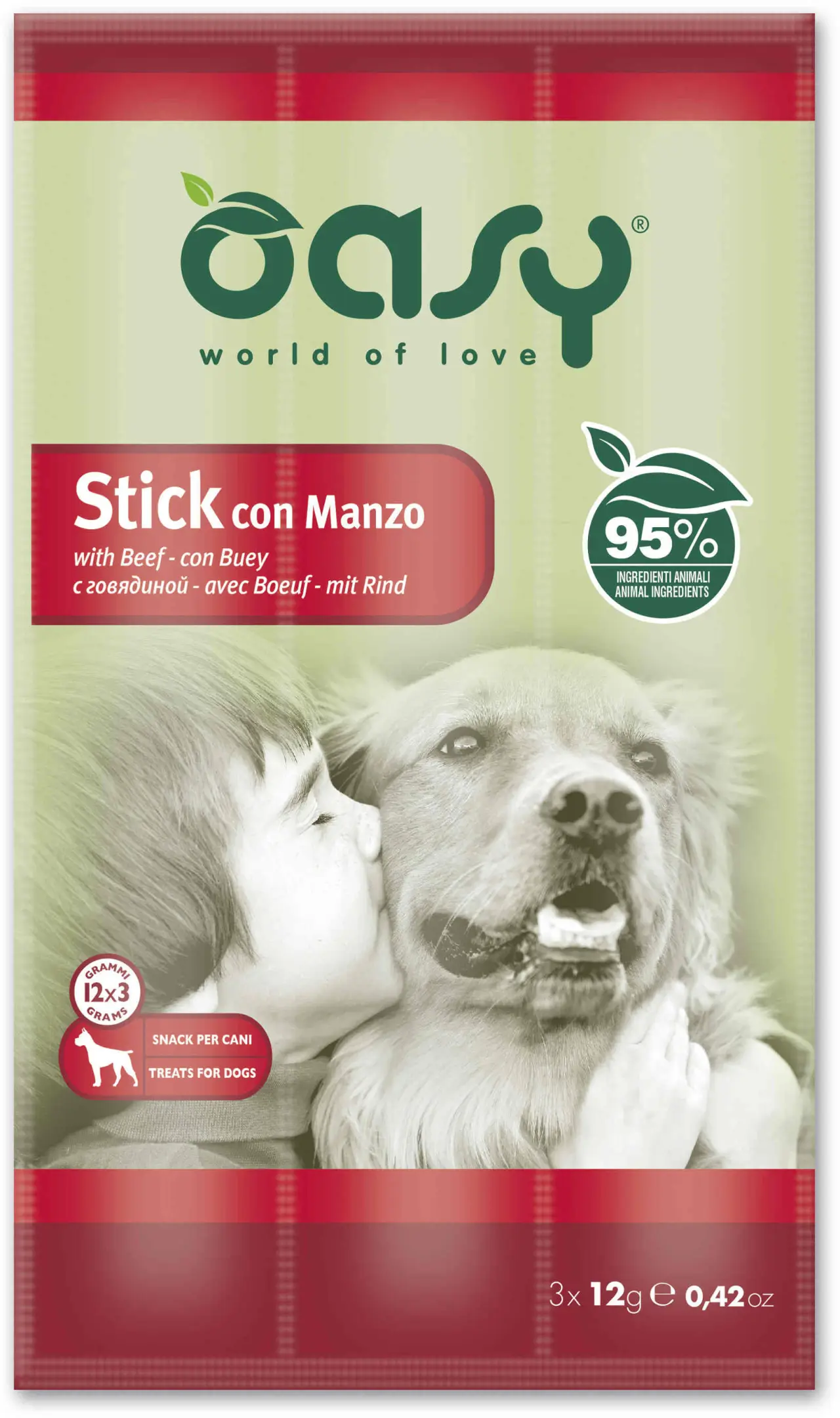OASY Delicatese pentru câini, Sticks cu Vită 3x12g