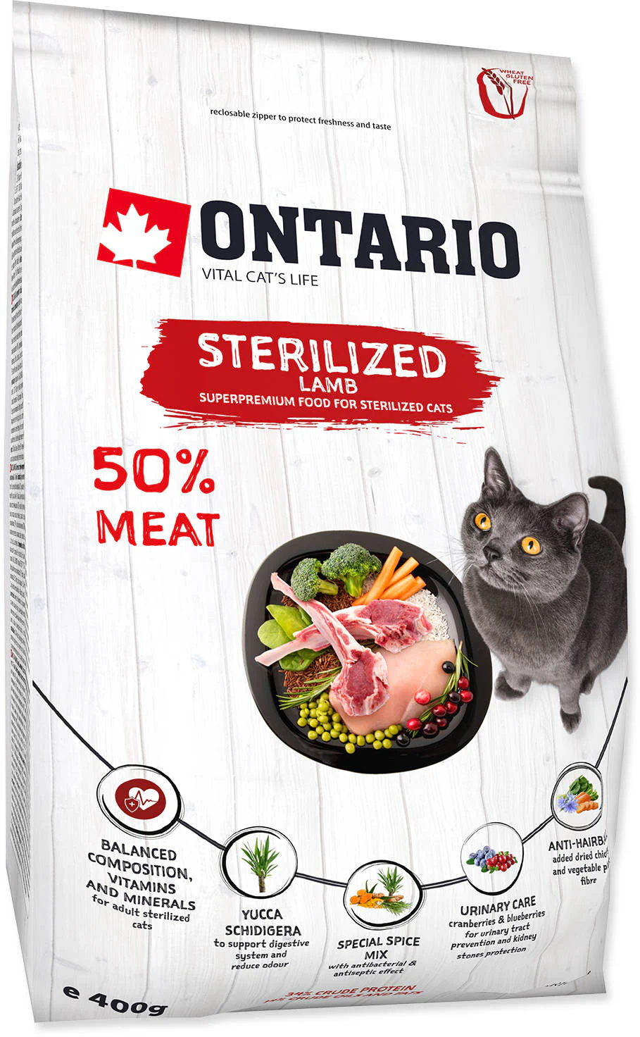 ONTARIO Hrană uscată pentru pisici adulte, Sterilised, cu Miel
